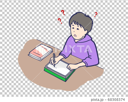タブレット学習疑問難問男子のイラスト素材 6074