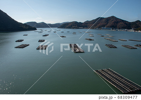 日生の海と牡蠣筏　かきいかだ 68309477