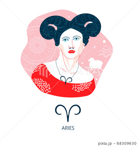 Aries zodiac sign. The symbol of the astrological horoscope. 68309630