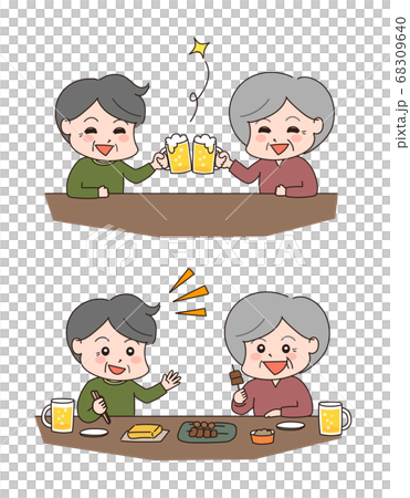 老人在餐廳敬酒和用餐 老人在餐廳敬酒和用餐 68309640