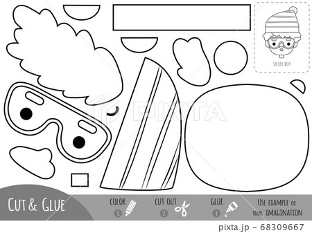 Education paper game for children, Boy skiing 68309667