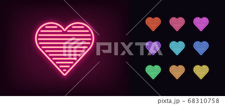 Neon heart icon. Glowing neon heart sign with 68310758