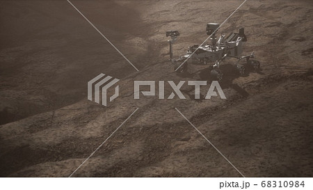 Curiosity Mars Rover exploring the surface of red Curiosity Mars Rover exploring the surface of red 68310984