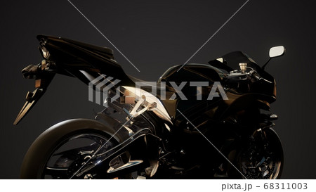 moto sport bike in dark studio with bright lights moto sport bike in dark studio with bright lights 68311003