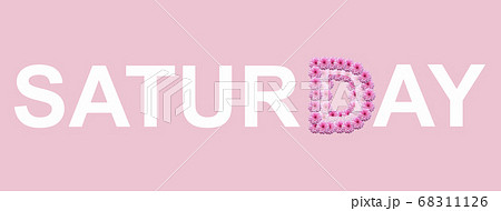 Word "SATURDAY" made of flowers on a pink  68311126