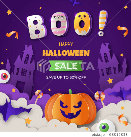 Halloween vector promotion banner with cutest pumpkins Halloween vector promotion banner with cutest pumpkins 68312333
