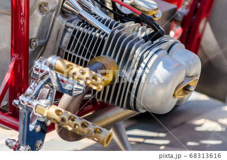 chopper motorcycle engine fragment closeup 68313616
