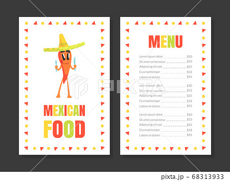 Mexican Food Menu Template, Restaurant, Cafe Brochure, Invitation Vector Illustration 68313933