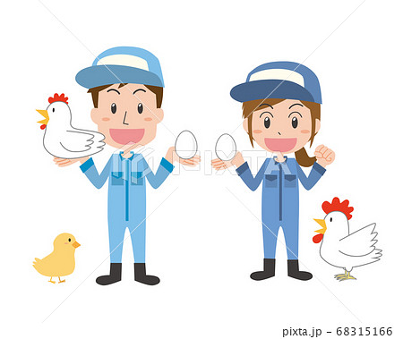 養鶏業の男女と鶏 68315166