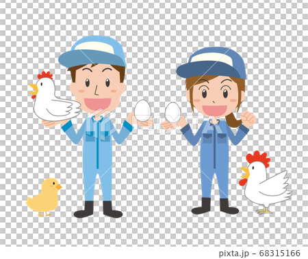 養鶏業の男女と鶏 68315166