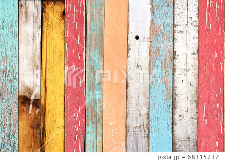Ancient wooden planks with cracked paint 68315237