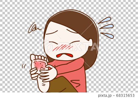 水虫で痒くて辛い女性のイラスト素材