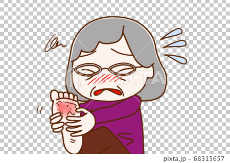 An elderly woman who is itchy and spicy with athlete's foot 68315657