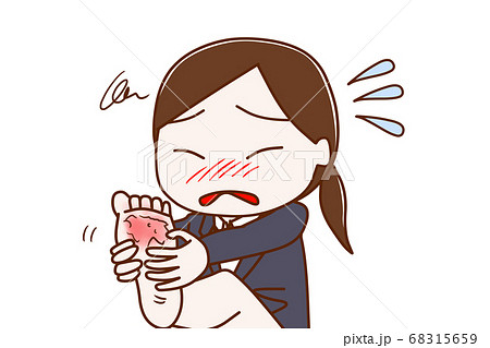水虫で痒くて辛いスーツ姿の女性のイラスト素材
