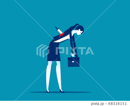 Businesswoman stabbed in the back with knife. 68316151