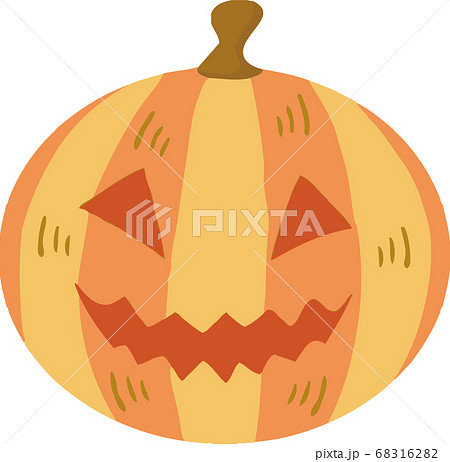 ハロウィン かぼちゃ おばけ 顔 手描きタッチ イラスト素材のイラスト素材 6162