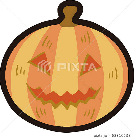 ハロウィン かぼちゃ おばけ 顔 手描きタッチ イラスト素材のイラスト素材