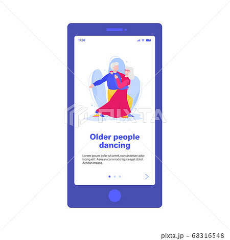 An older man and woman dancing together - vector flat illustration for web. An older man and woman dancing together - vector flat illustration for web. 68316548