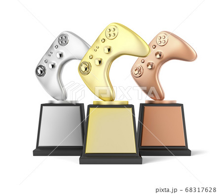 Gamer trophies on white background 68317628