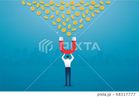 man holding magnet. attracting money concept. vector illustration man holding magnet. attracting money concept. vector illustration 68317777