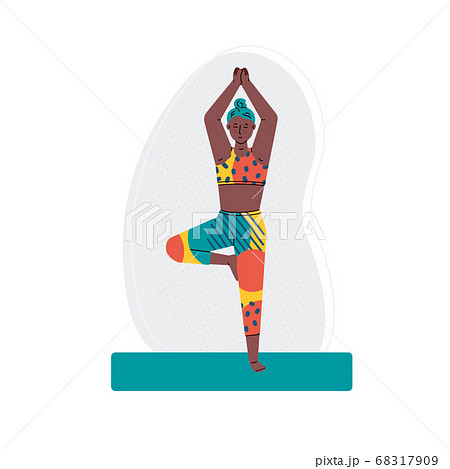 Woman practicing yoga in asana pose, cartoon vector illustration isolated. Woman practicing yoga in asana pose, cartoon vector illustration isolated. 68317909