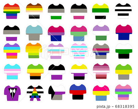 Lgbt 旗のカラーセット Tシャツデザイン レインボーフラッグ ジェンダーフラッグ 色々セットのイラスト素材 6195