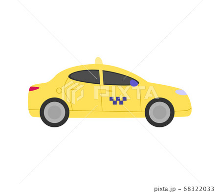Traditional yellow taxi car side view, flat vector flat illustration isolated. Traditional yellow taxi car side view, flat vector flat illustration isolated. 68322033