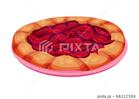 Sweet Homemade Open Pie or Tart with Fruit Filling and Crust Made of Shortcrust Pastry Vector Illustration 68322569