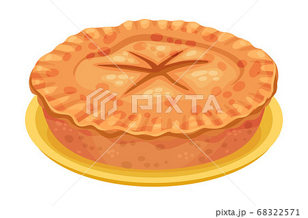 Baked Sweet Pie with Filling and Crust Made of Shortcrust Pastry Vector Illustration 68322571