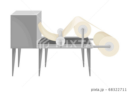 Paper Production with Raw Material Calendering and Rolling into Rolls Vector Illustration 68322711