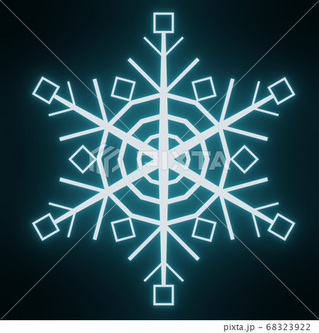 glowing blue snowflake on black background, 3d 68323922