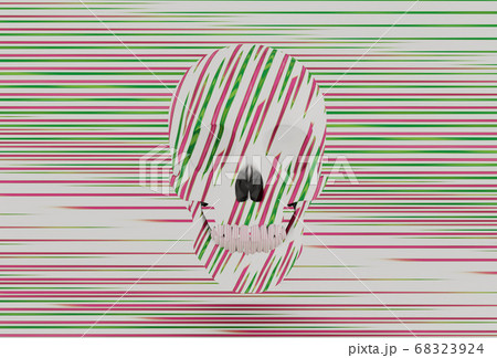 Abstract striped skull on striped background, 3d 68323924