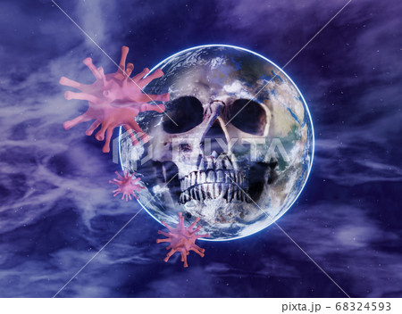 Coronavirus over skull Earth. Earth is in danger Coronavirus over skull Earth. Earth is in danger 68324593