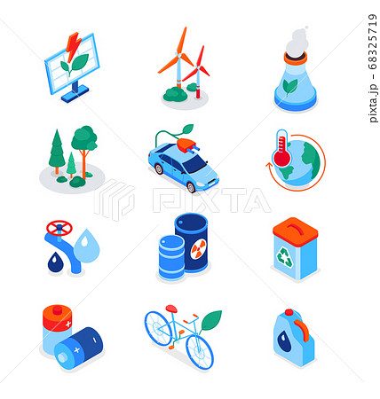 Eco lifestyle - modern colorful isometric icons set Eco lifestyle - modern colorful isometric icons set 68325719