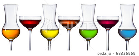 Glasses of different alcoholic drinks isolated on Glasses of different alcoholic drinks isolated on 68326969