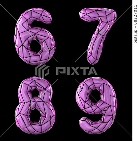 Number set 6, 7, 8, 9 made of pink color plastic. Number set 6, 7, 8, 9 made of pink color plastic. 68327011