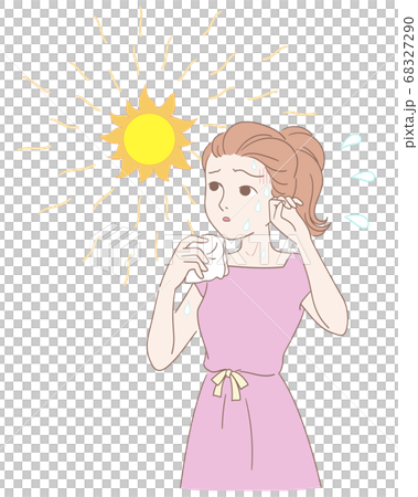 A woman's handbag was sweating under the sunlight. A woman's handbag was sweating under the sunlight. 68327290