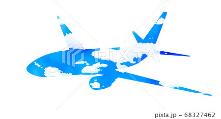 飛行機 旅客機のシルエットイラストのイラスト素材