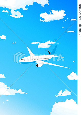 大空の風景と飛行機 旅客機のイラストのイラスト素材