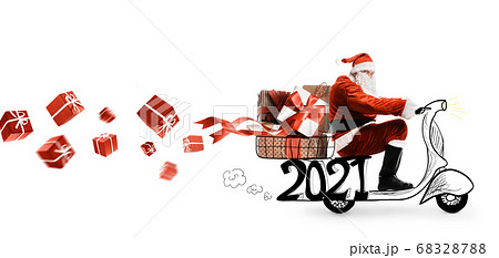Santa Claus on scooter 68328788