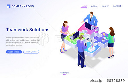 Teamwork solutions isometric landing page, banner Teamwork solutions isometric landing page, banner 68328889