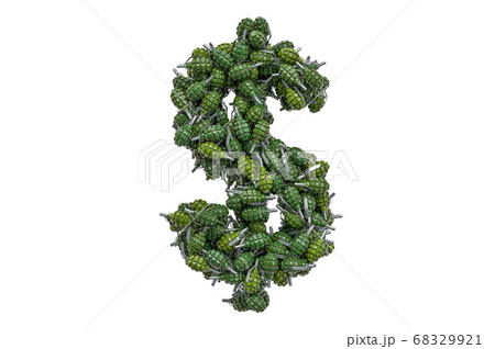 Dollar symbol from hand grenades, 3D rendering 68329921