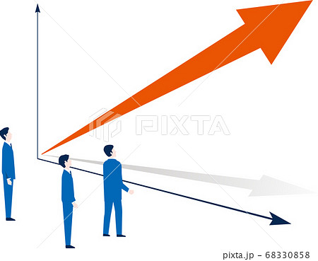 伸びるグラフとビジネスチーム 売上アップのイメージのイラスト素材