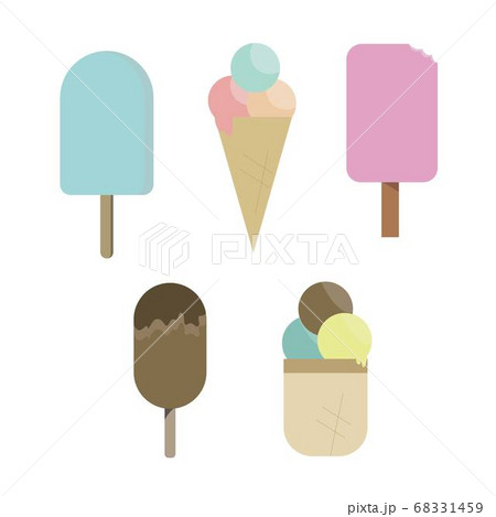 Ice cream set in flat style. Ice cream icon logo Ice cream set in flat style. Ice cream icon logo 68331459