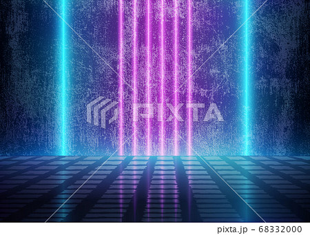 Neon 3D Glow Lights near the Dirty Grunge Wall Neon 3D Glow Lights near the Dirty Grunge Wall 68332000