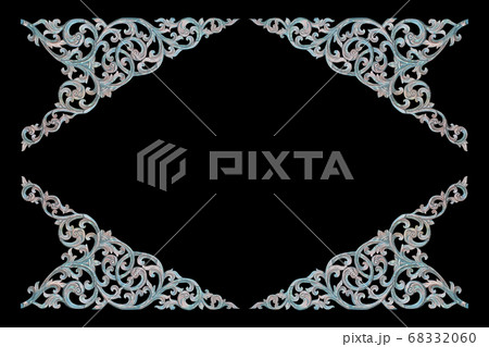 Pattern of wood carved frame isolated on black 68332060