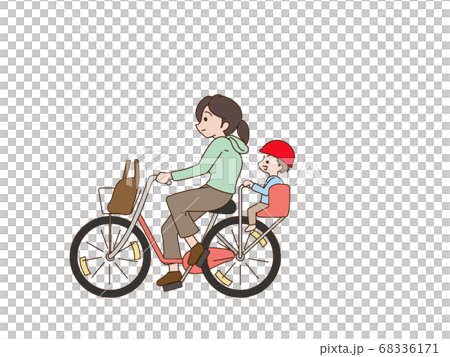 子供乗せ自転車に乗っている母親と子供 68336171
