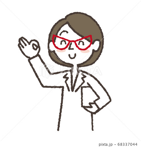 OKマークをしながら、微笑む白衣の女性のイラスト 68337044