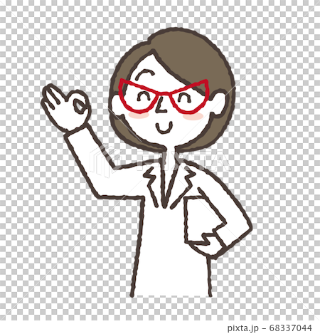 OKマークをしながら、微笑む白衣の女性のイラスト 68337044