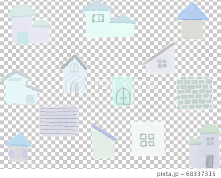 かわいい家の水彩イラストセット 68337315